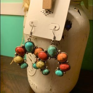 Western Squash Blossom Multi Color Earrings NEW